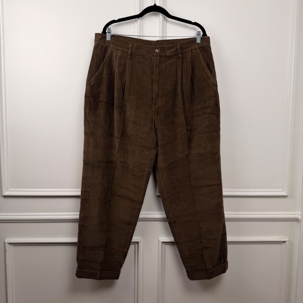 Northwest Territory Mens Brown Corduroy Pleated‎ Cuffed Pants 38x32 Cotton